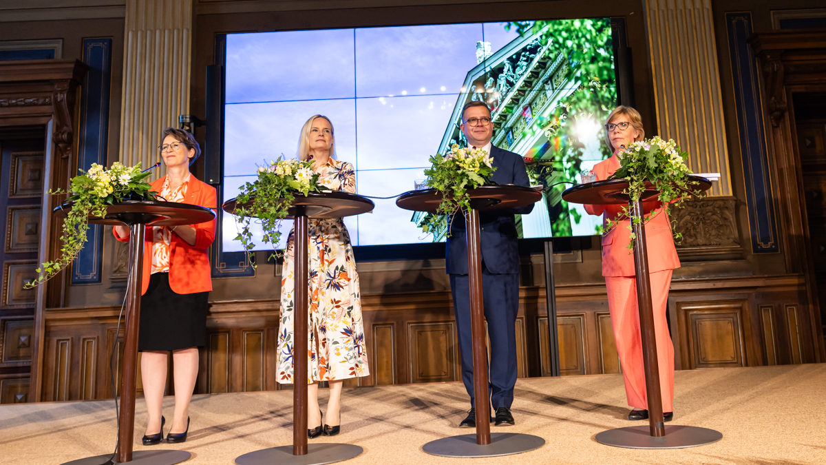 Anna-Maja Henriksson, Petteri Orpo, Riikka Purra and Sari Essayah.
