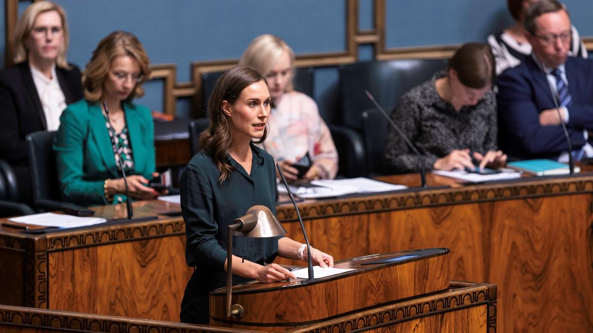 Prime Minister Sanna Marin in Parliament.