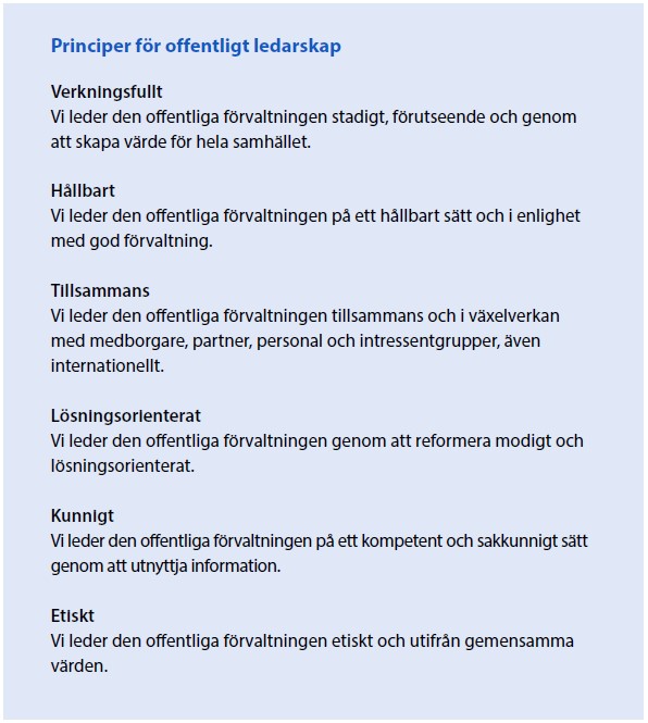 Figuren visar principerna för det offentliga ledarskapet.