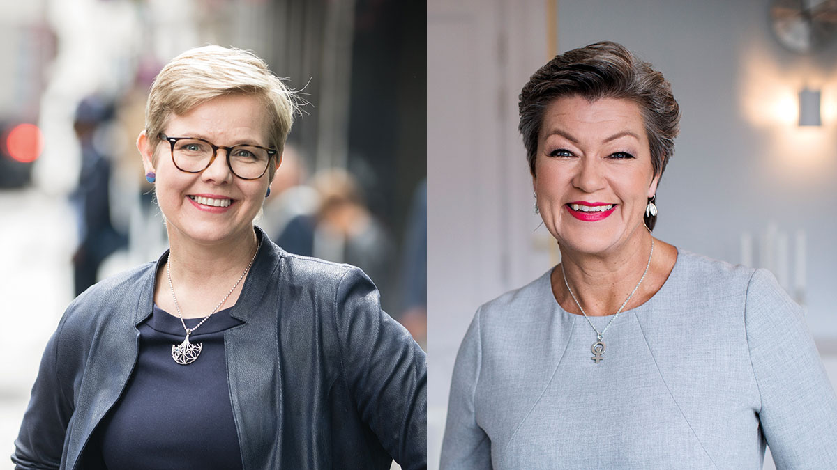 Inrikesminister Krista Mikkonen och kommissionär Ylva Johansson